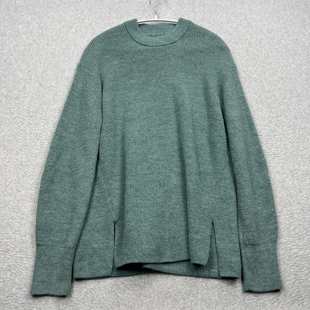 Lululemon Merino Wool-Blend Ribbed Crewneck Sweater Womens 4 Teal Knit W3GKAS